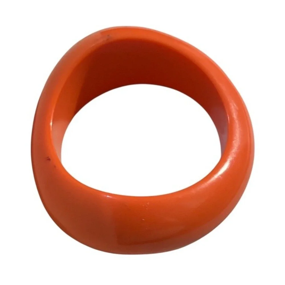 Vintage Lucite‎ Bracelet Chunky Coral Color Bangle 1-1.5x8